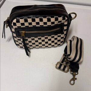 Black and Cream Woven Crossbody Bag